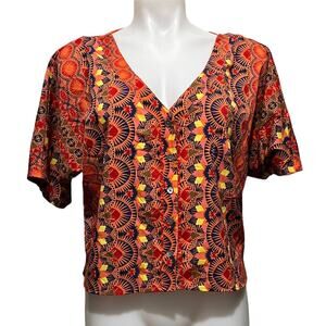 Jessica Simpson‎ “Ironic” Short Sleeved High-Low Top Orange S